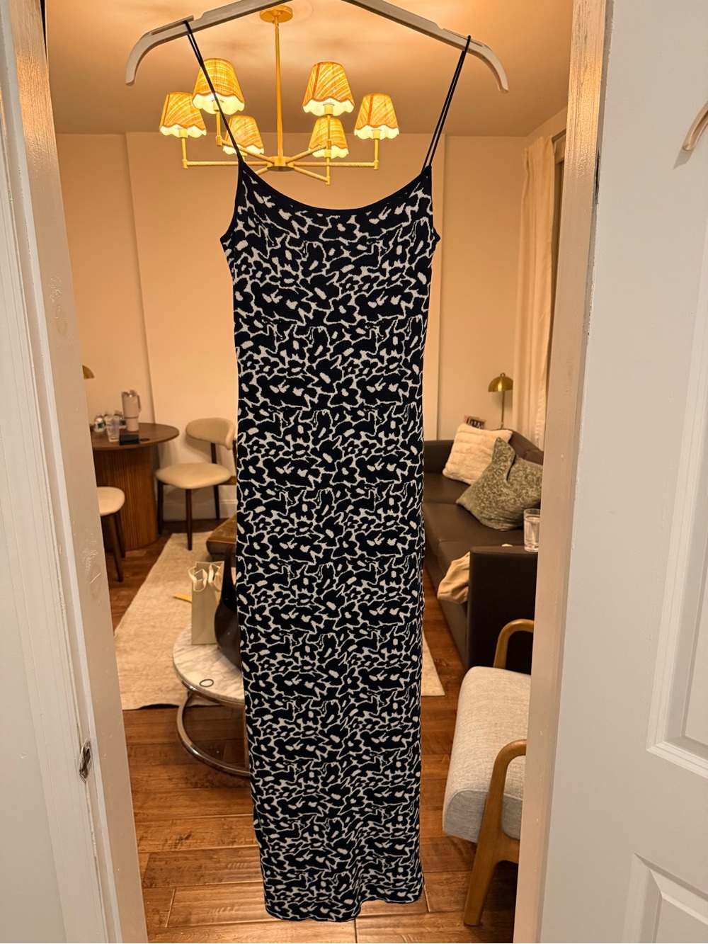 Astr Black and White Spaghetti Strap Midi Slip Dress